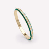 Eternity Green 18K Gold Bangle w. Lab-Grown Diamonds