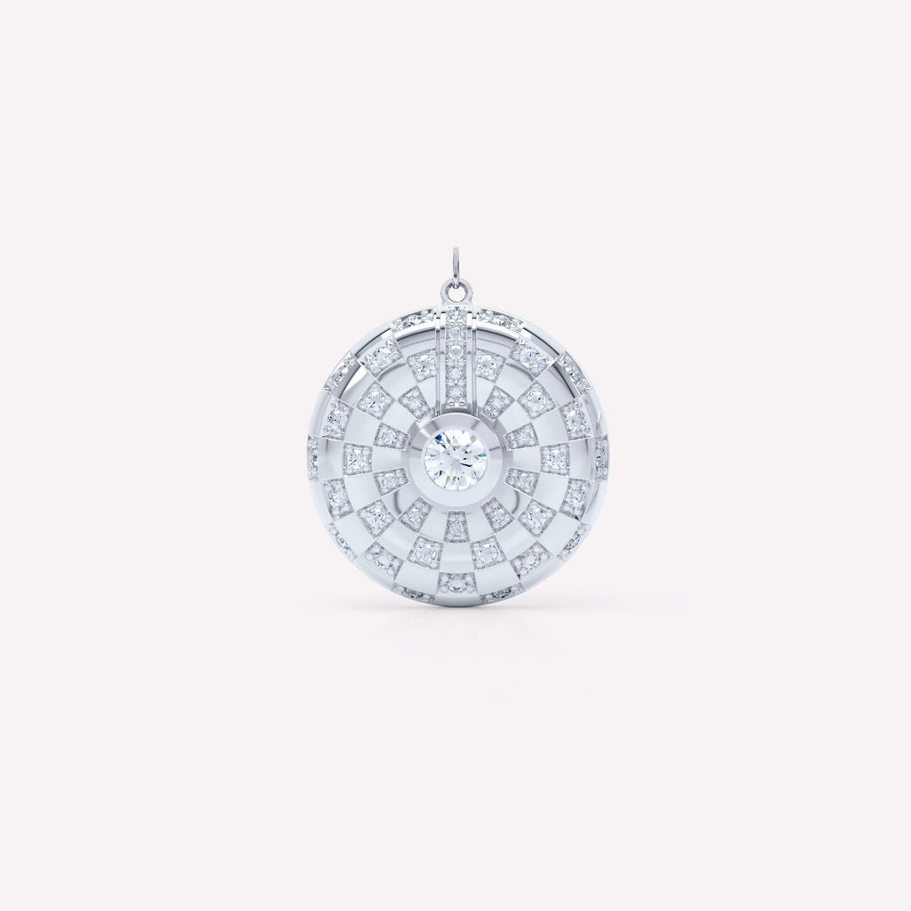 Toi et Moi Checkerboard 18K Hvidguld Vedhæng m. Lab-Grown Diamanter
