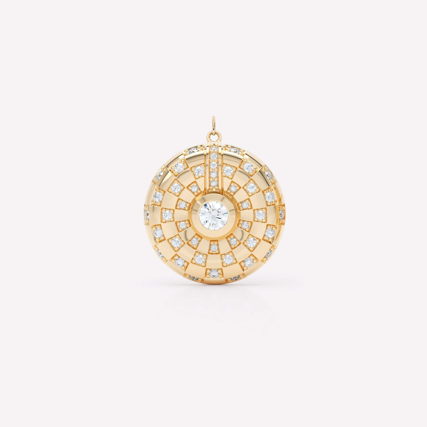 Toi et Moi Checkerboard 18K Gold Pendant w. Lab-Grown Diamonds