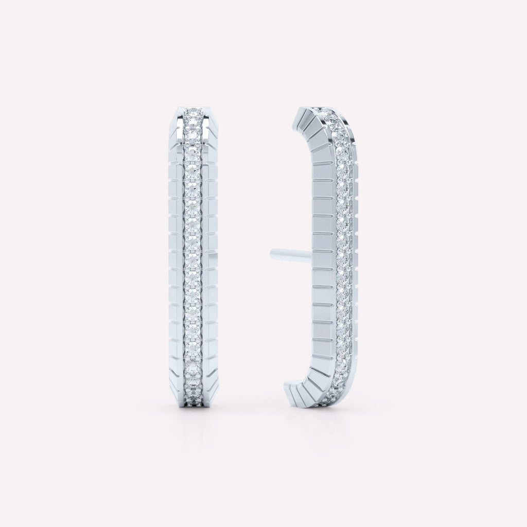 Eternity Engraved 18K Whitegold Ear Cuffs w. Lab-Grown Diamonds