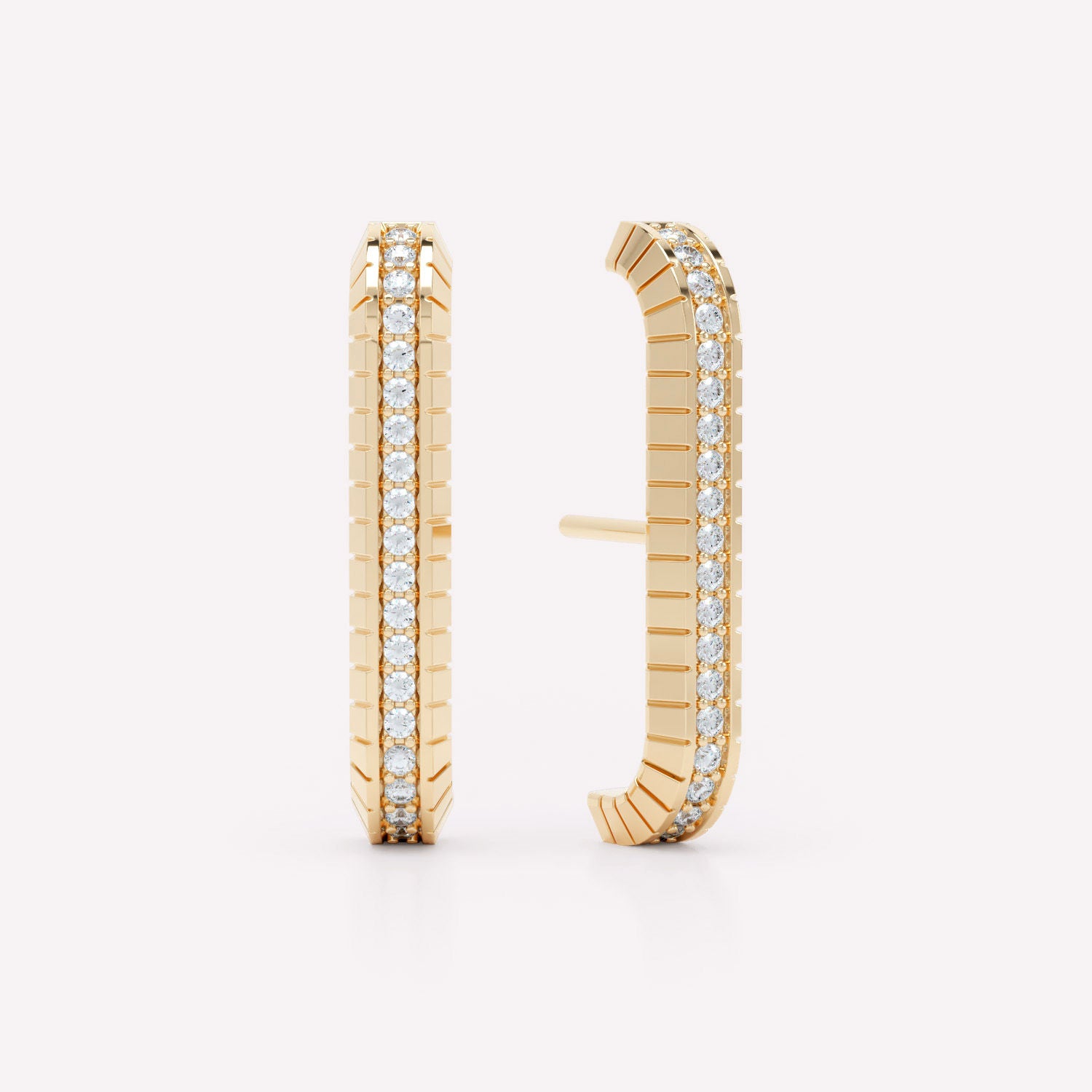 Eternity Engraved 14K Gold Ear Cuffs w. Lab-Grown Diamonds