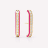 Eternity Pink 18K Gold Ear Cuffs w. Lab-Grown Diamonds