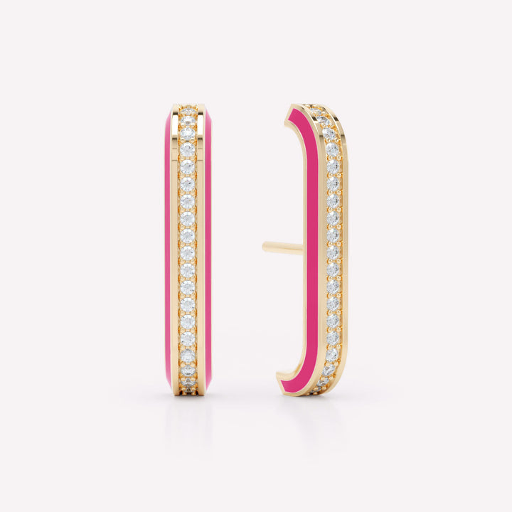 Eternity Pink 18K Gold Ear Cuffs w. Lab-Grown Diamonds
