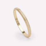 Eternity Engraved 18K Gold Bangle w. Lab-Grown Diamonds