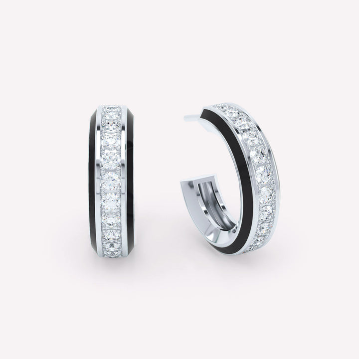 Eternity Sorte 18K Hvidguld Øreringe m. Lab-Grown Diamanter