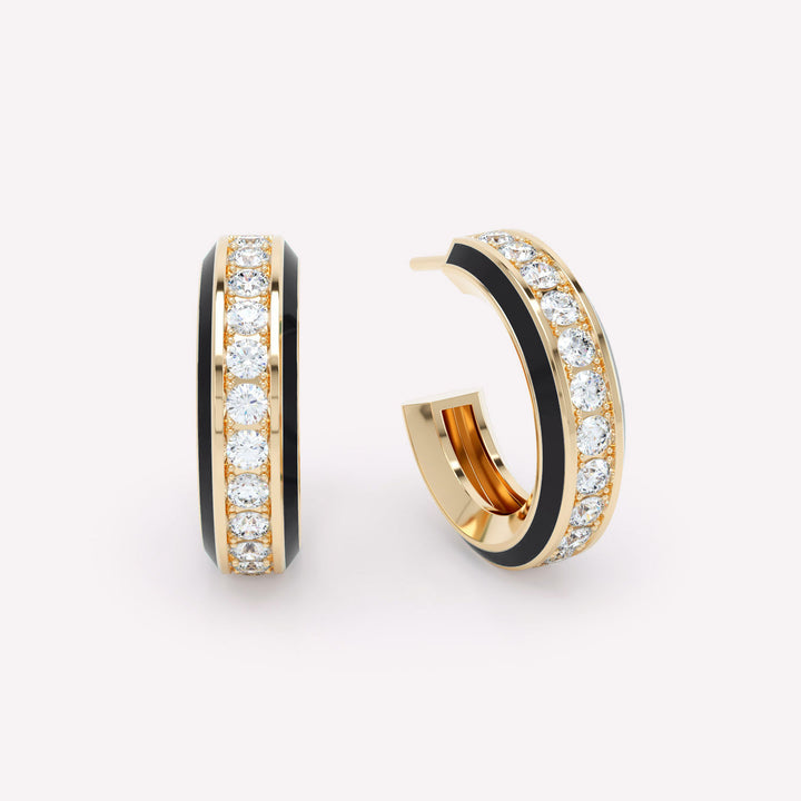 Eternity Sorte 14K Guld Øreringe m. Lab-Grown Diamanter