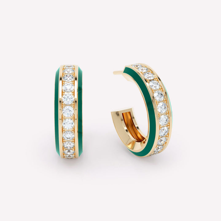 Eternity Grønne 14K Guld Øreringe m. Lab-Grown Diamanter