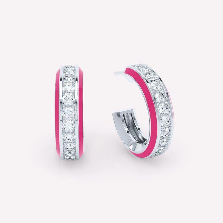 Eternity Pink 18K Hvidguld Øreringe m. Lab-Grown Diamanter
