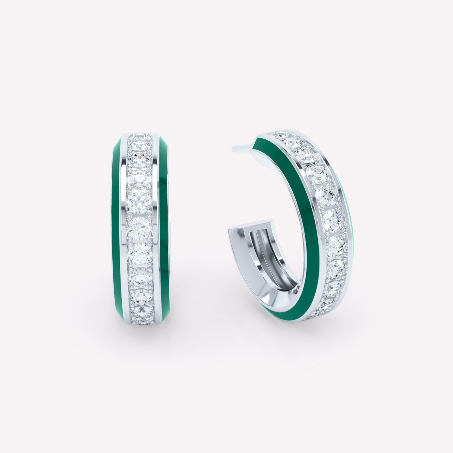 Eternity Grønne 18K Hvidguld Øreringe m. Lab-Grown Diamanter