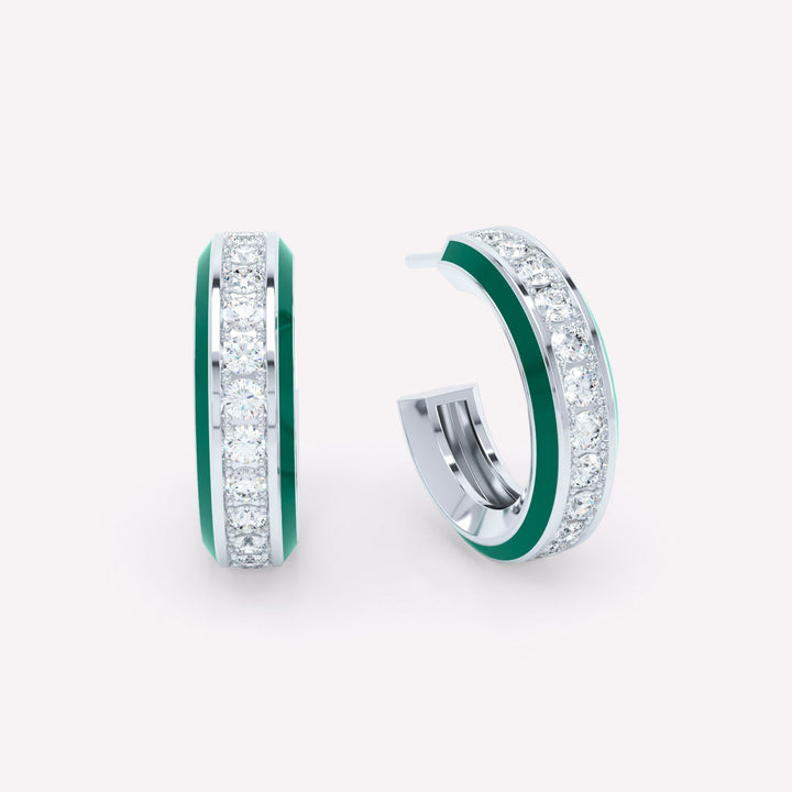 Eternity Grønne 18K Hvidguld Øreringe m. Lab-Grown Diamanter