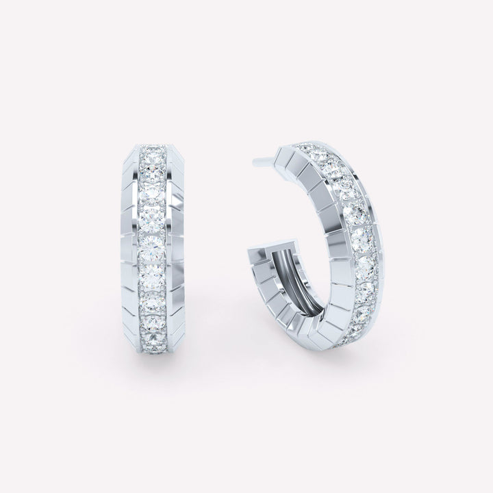 Eternity Engraved 18K Hvidguld Øreringe m. Lab-Grown Diamanter