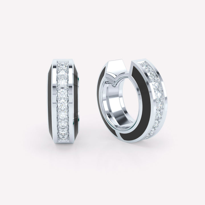 Eternity Black 18K Whitegold Huggies w. Lab-Grown Diamonds