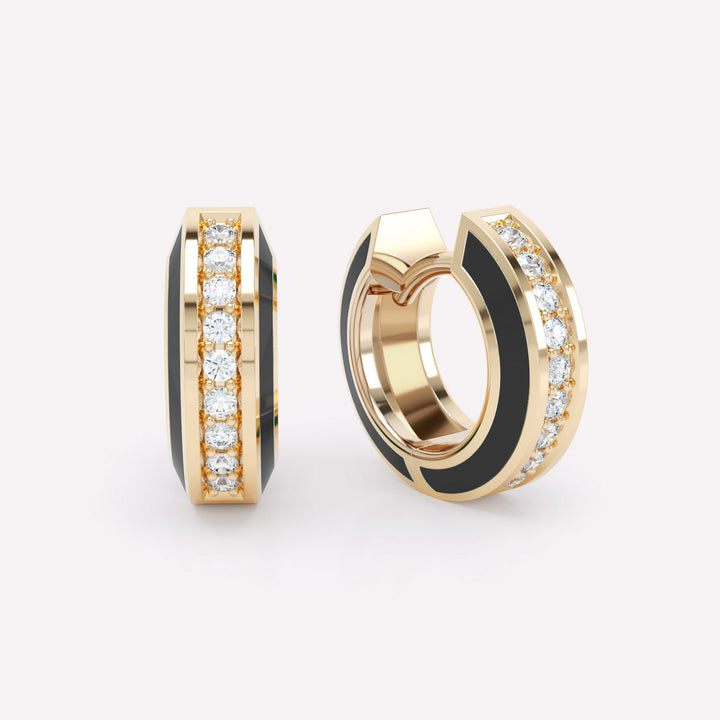 Eternity Black 14K Gold Huggies w. Lab-Grown Diamonds