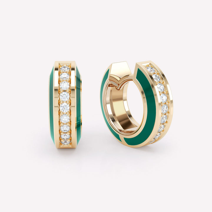 Eternity Green 14K Gold Huggies w. Lab-Grown Diamonds