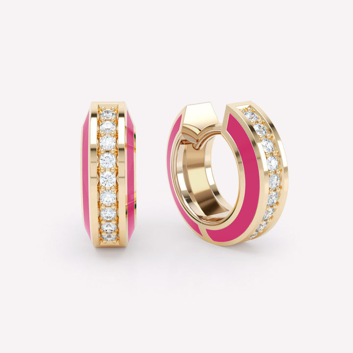 Eternity Pink 18K Gold Huggies w. Lab-Grown Diamonds