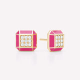 Eternity Pink 18K Gold Studs w. Lab-Grown Diamonds