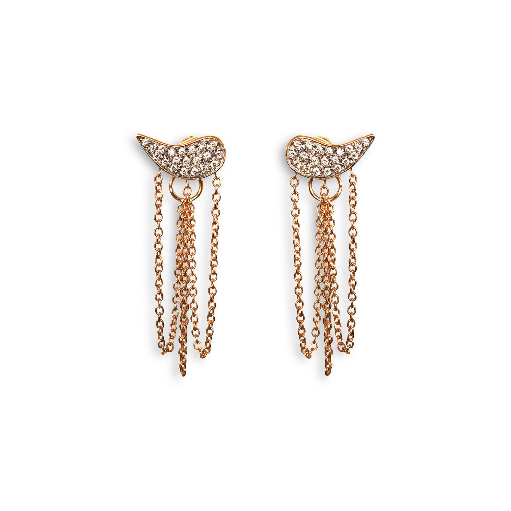 Drip Drop 18K Rosaguld Øreringe m. Diamanter