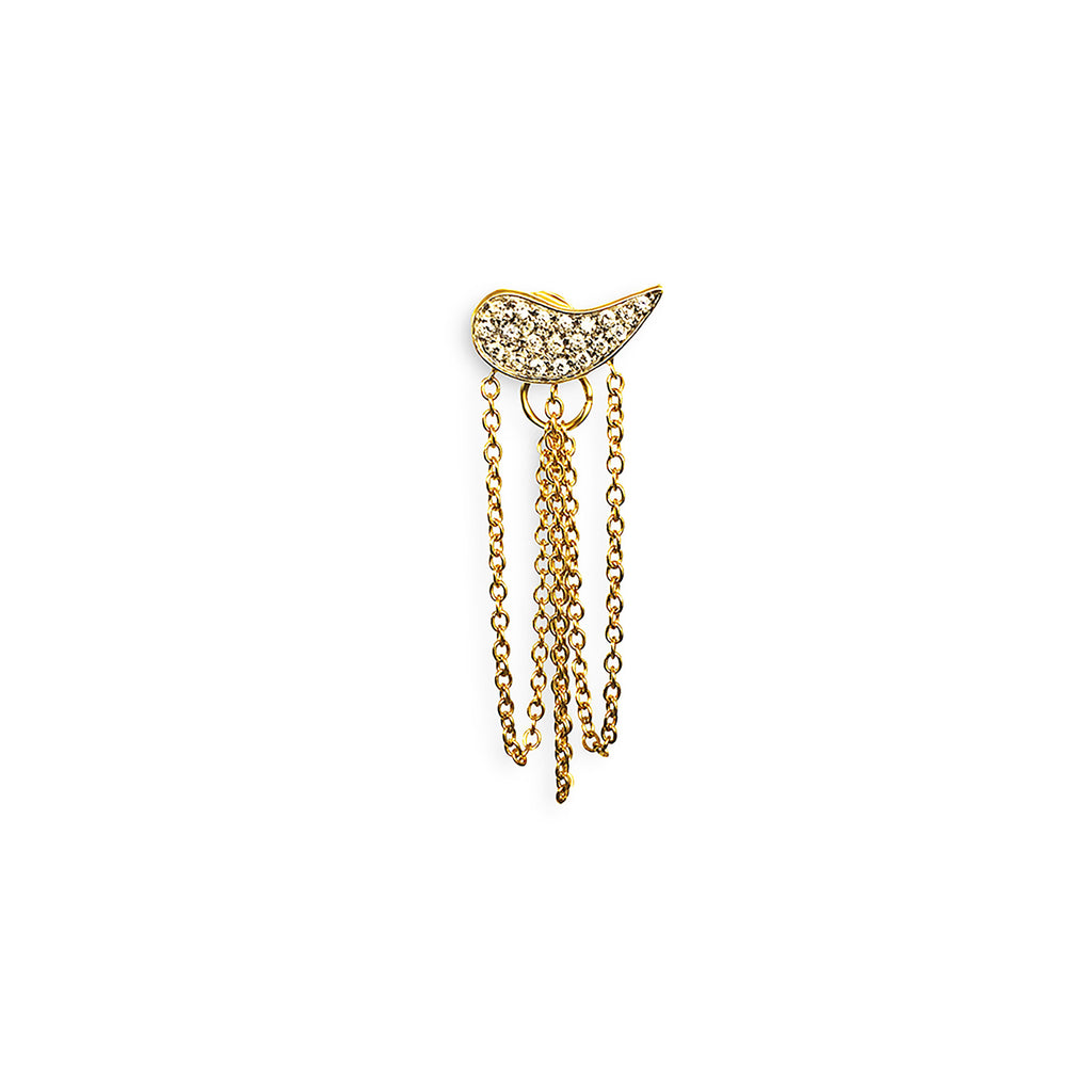 Drip Drop single 18K Gold Earring w. Diamonds