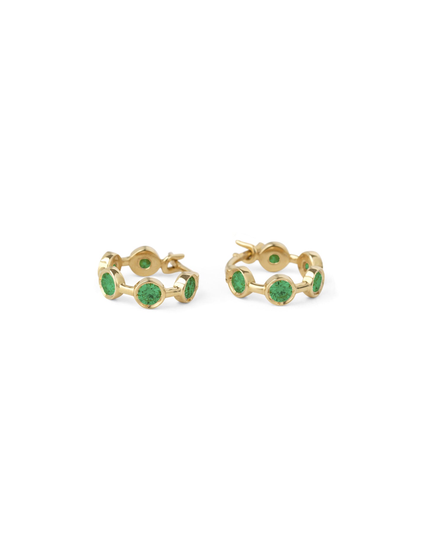 On The Rocks 18K Gold Hoops w. Emeralds
