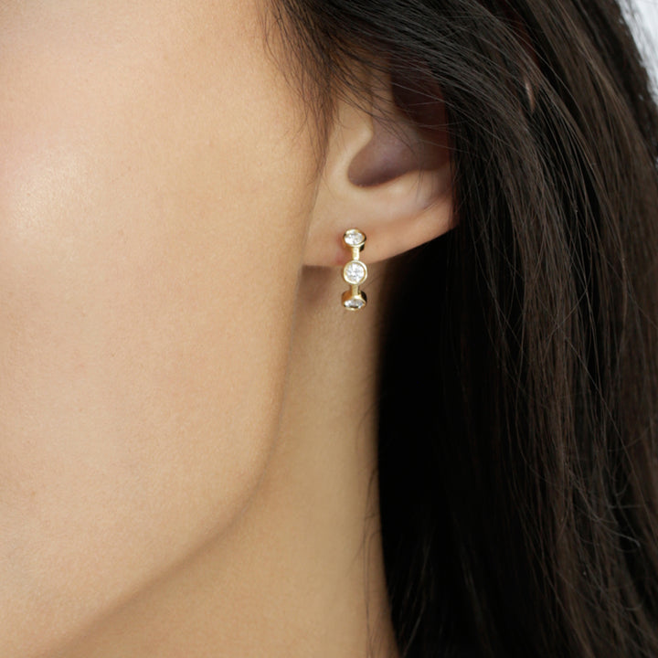 Big On The Rocks 18K Gold Hoops w. Diamonds