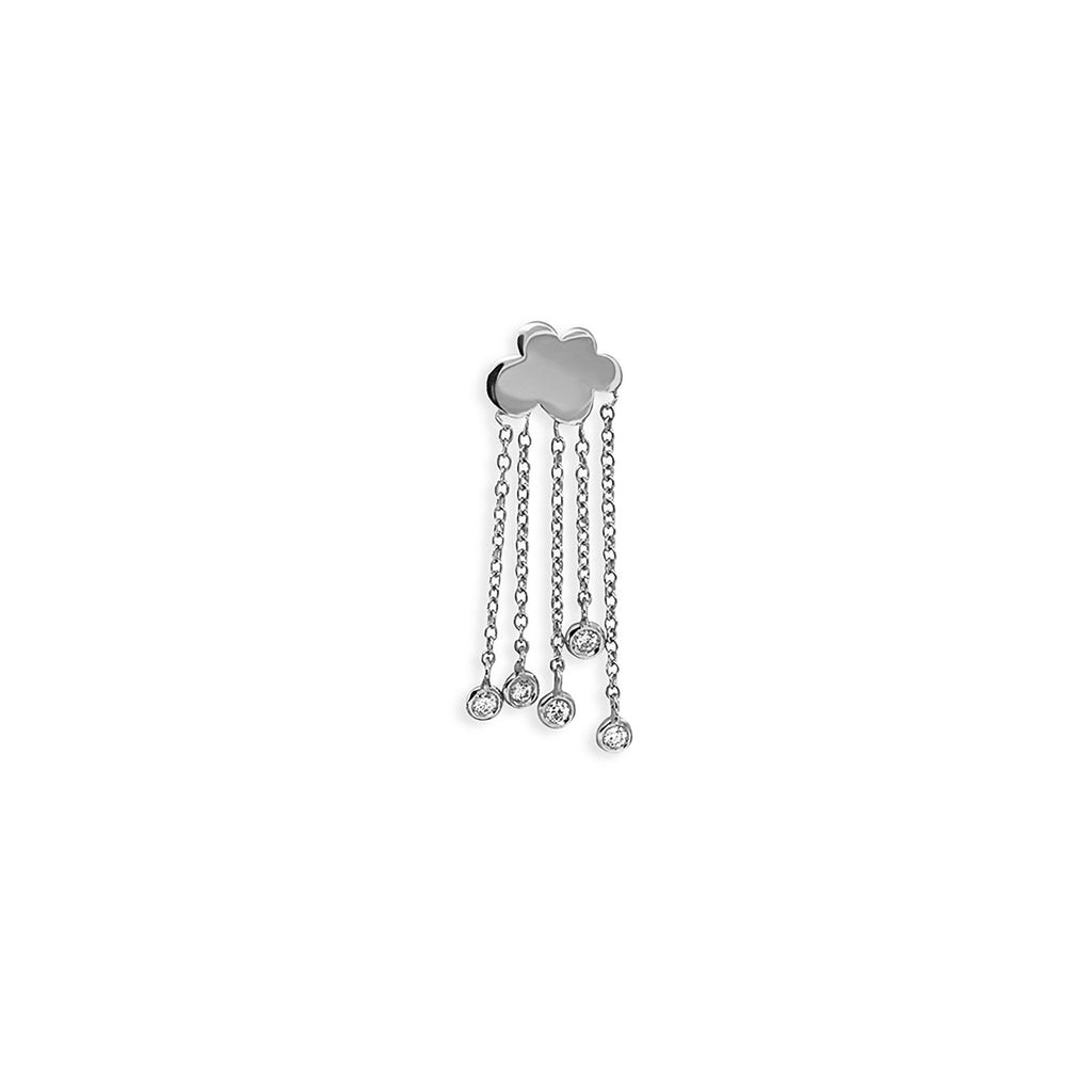 Rain Cloud Single 18K Whitegold Earring w. Diamonds
