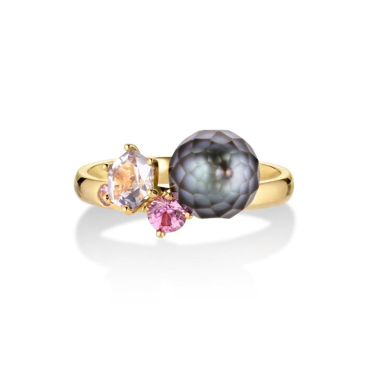 Jalaya 18K Guld Ring m. Perle & Safirer
