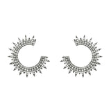 Moon Star Oxidized Silver Earrings w. Zirconia