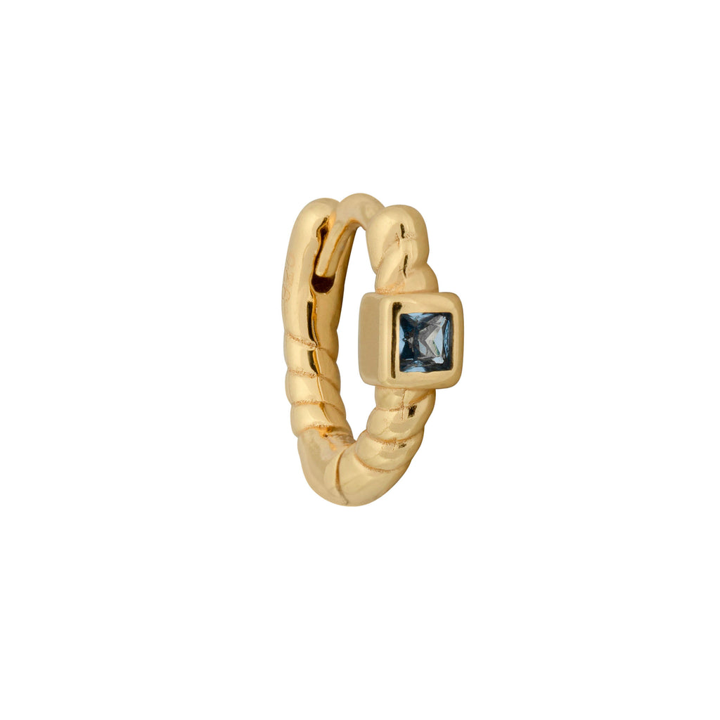 Jolie 18K Forgyldt Huggie m. Blå Zirkon