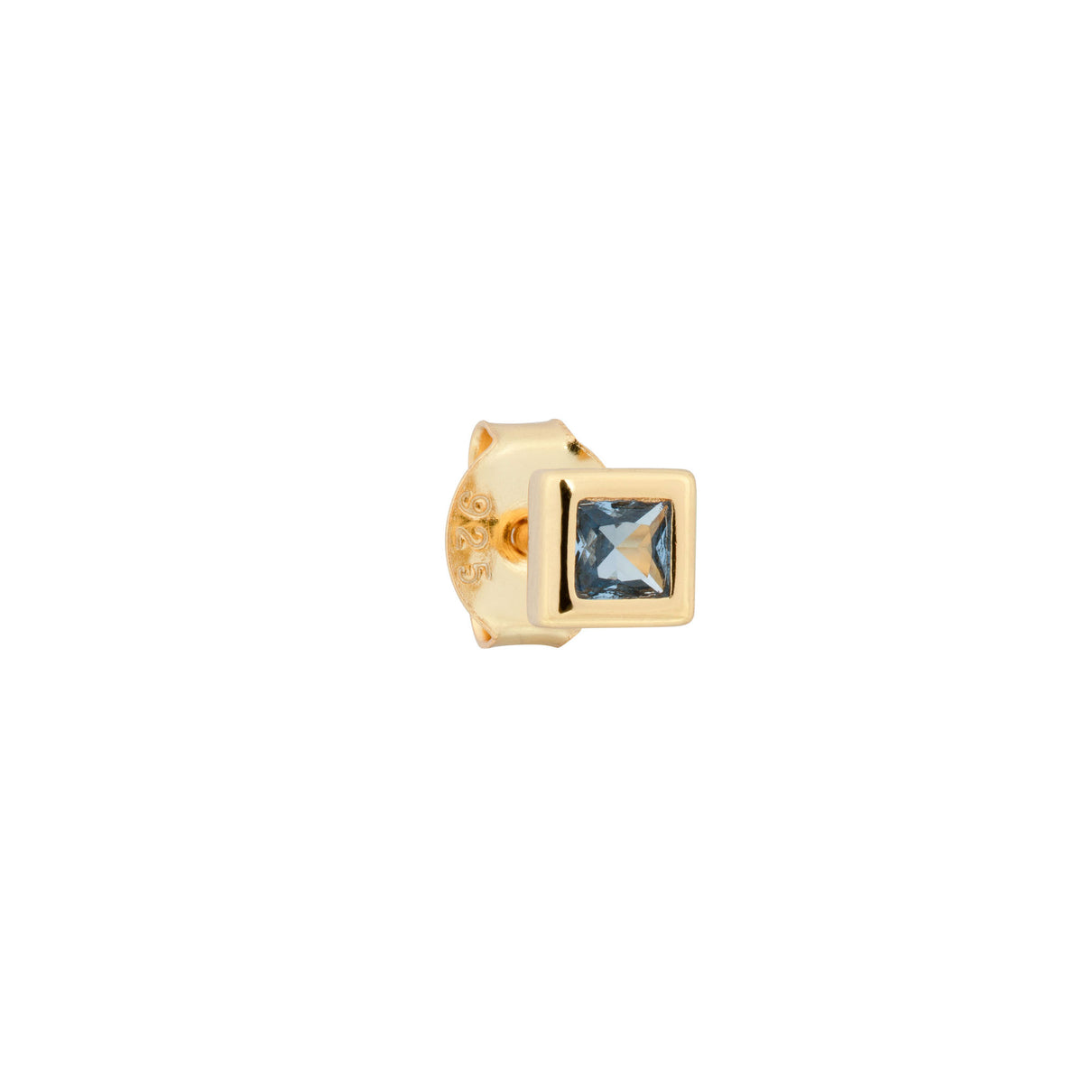 Jolie 18K Gold Plated Stud w. Blue Zirconia
