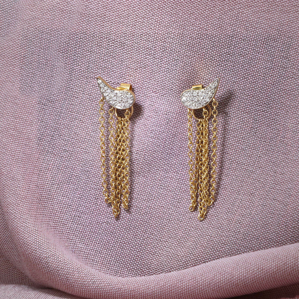 Drip Drop single 18K Gold Earring w. Diamonds