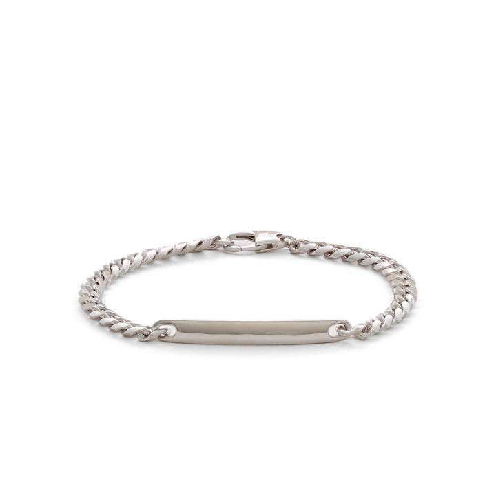 Curb & ID Tag (5mm) Sølv Armbånd