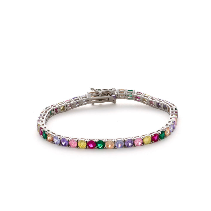 Tennis Rainbow (4 mm) Silberarmband mit Zirkon