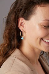 Globe 18K Gold Pendants w. Turquoises