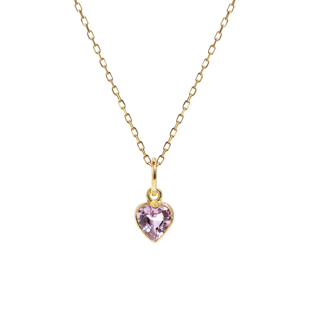 Heart Pink 18K Gold Necklace w. Sapphire