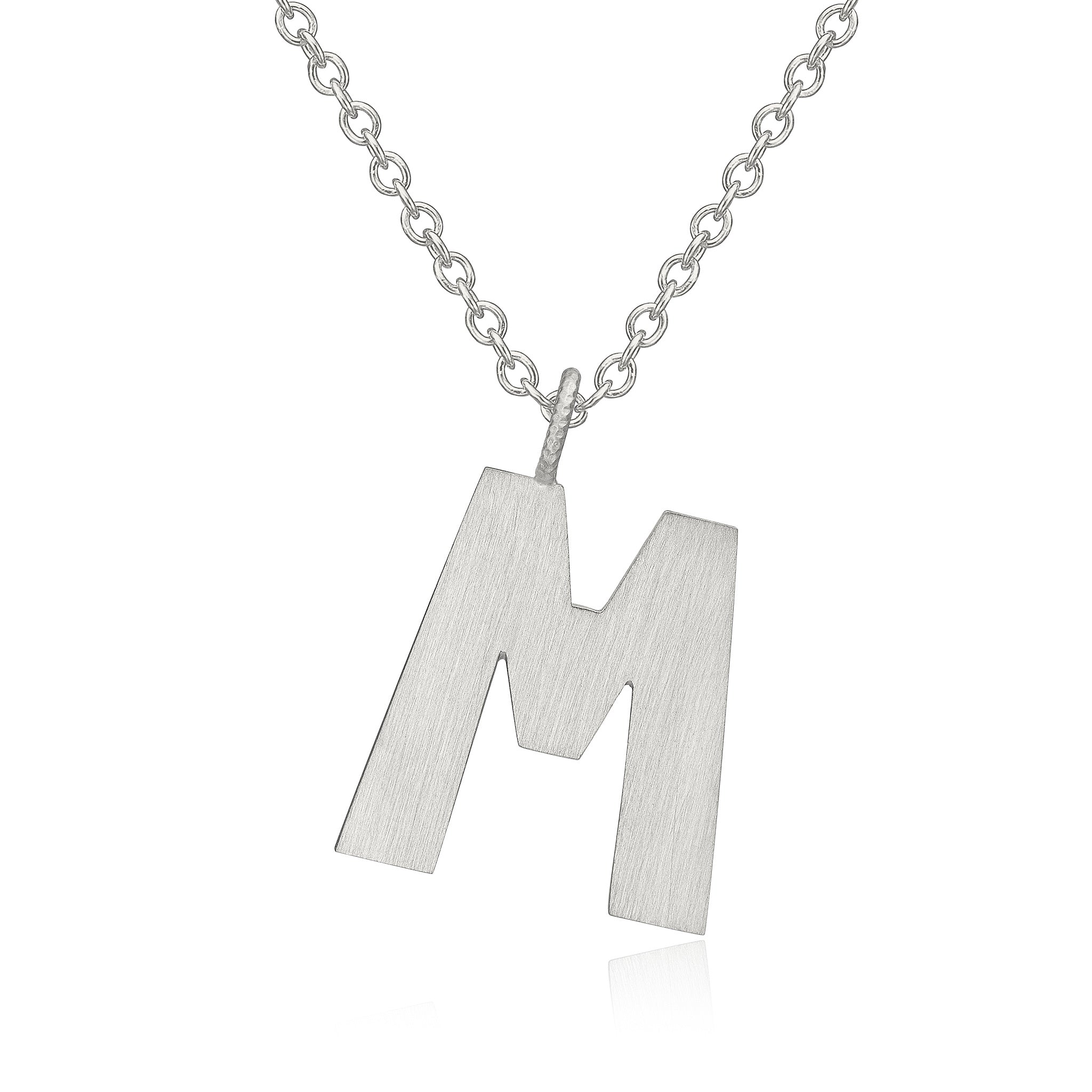 Letter M Silver Necklace