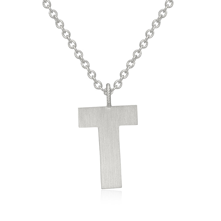 Letter T Silver Necklace
