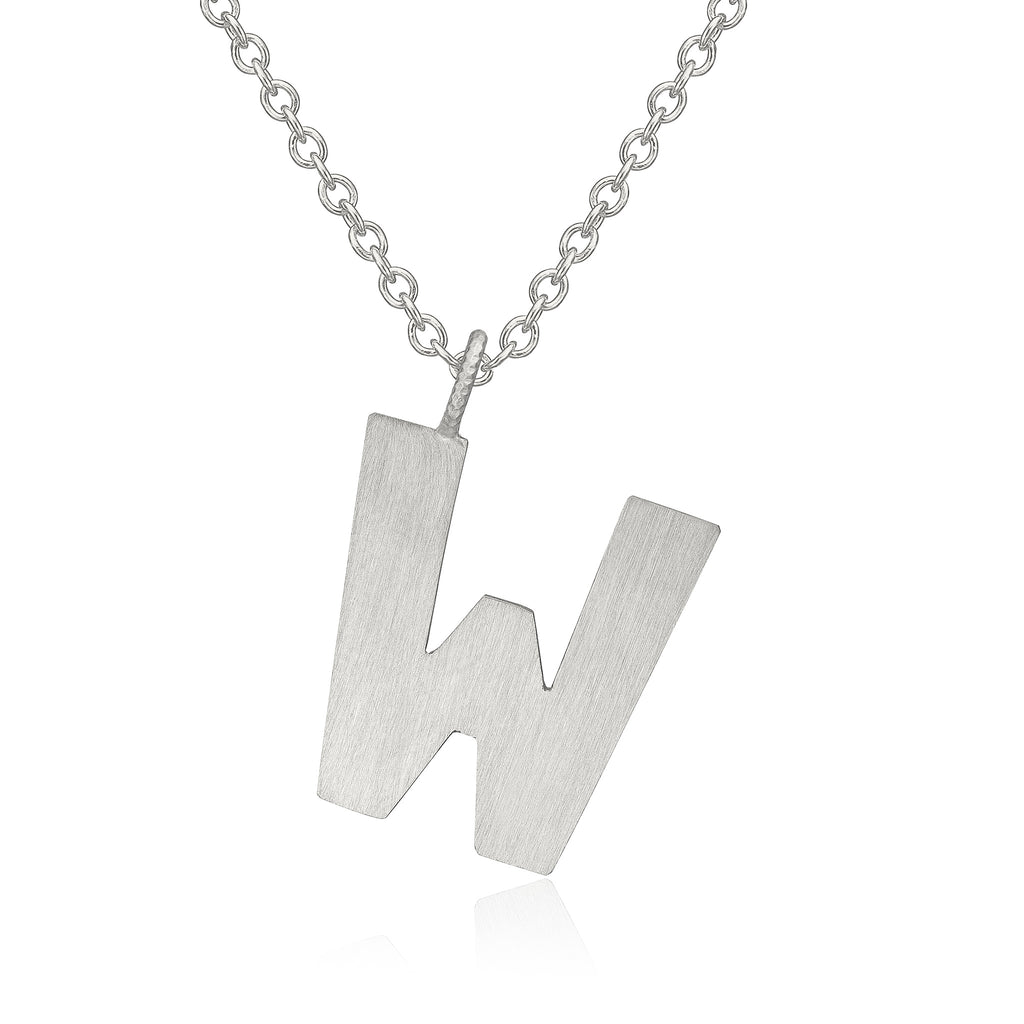 Letter W Silver Necklace