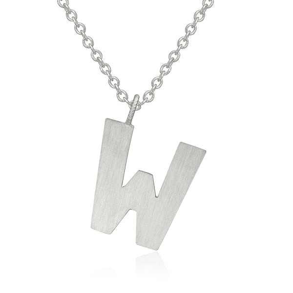 Letter W Silver Necklace