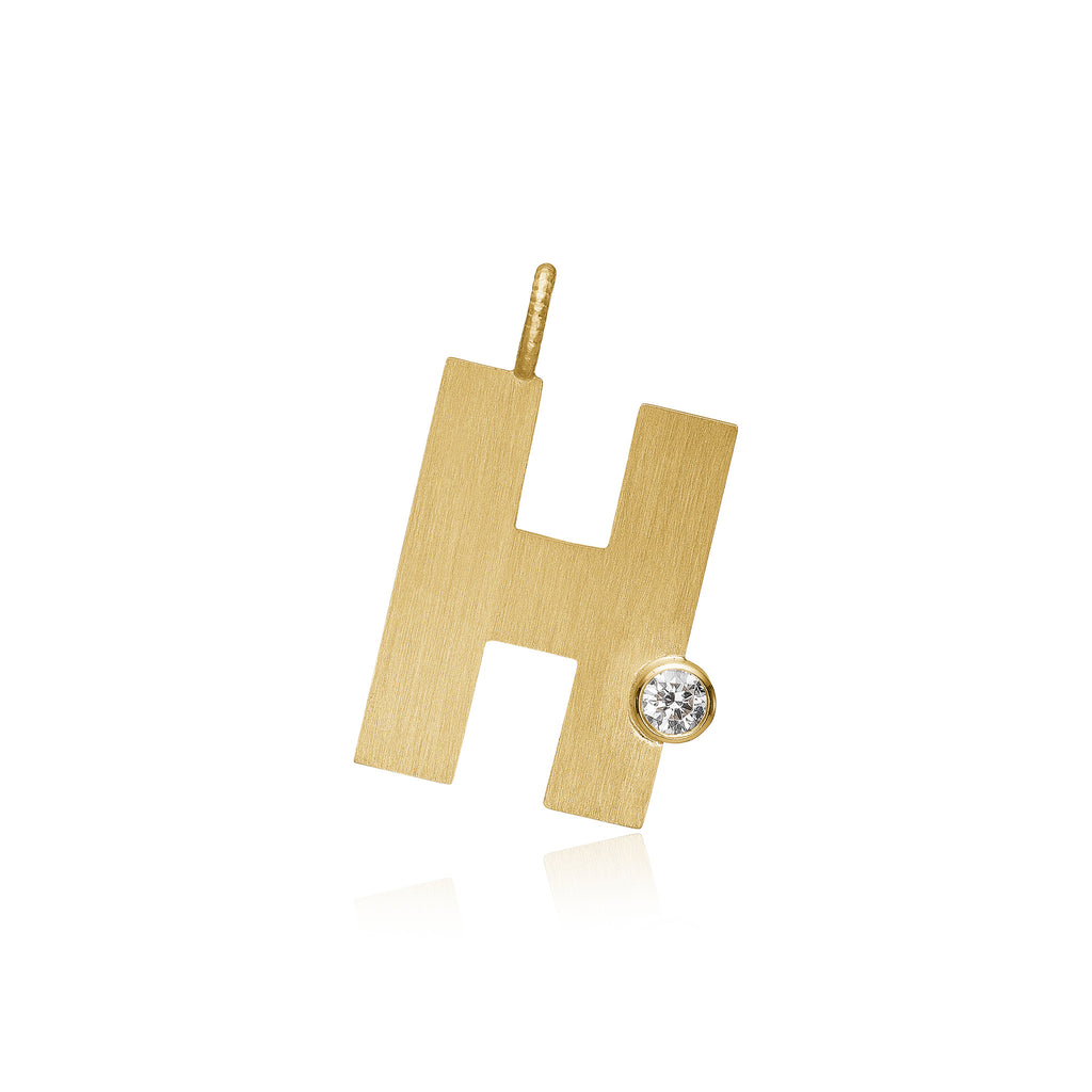 Bogstav H 18K Guld Vedhæng m. Diamant