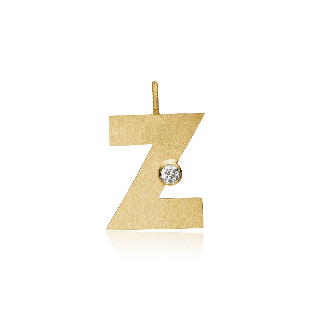Bogstav Z 18K Guld Vedhæng m. Diamant