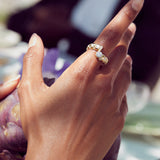 Toi et Moi Checkerboard 18K Gold Ring w. Lab-Grown Diamonds