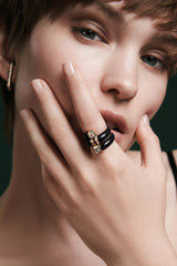 Toi et Moi Black Asscher 18K Gold Ring w. Lab-Grown Diamonds