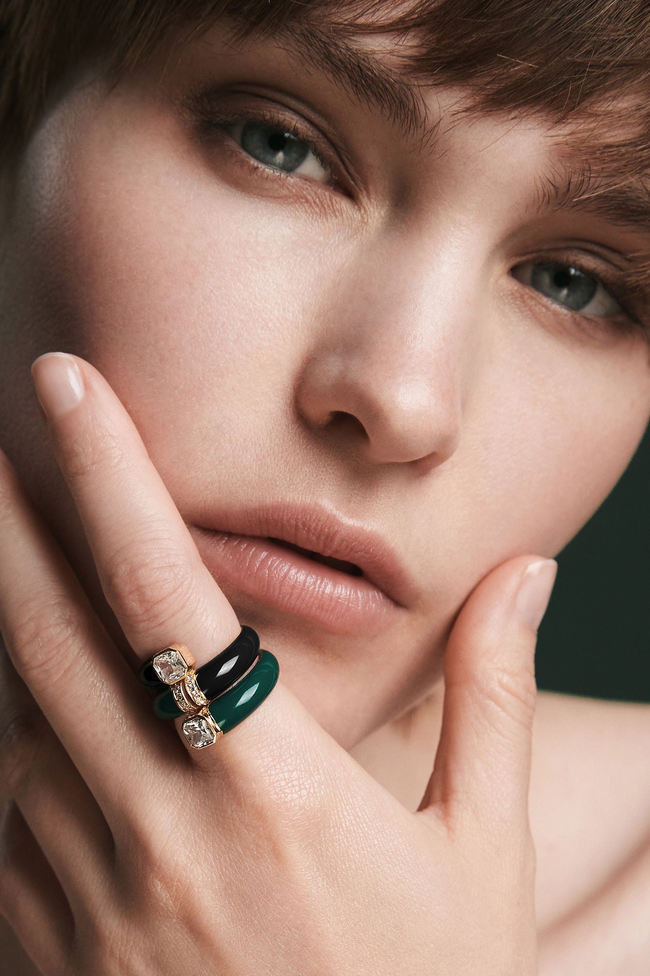 Toi et Moi Black Asscher 18K Whitegold Ring w. Lab-Grown Diamonds