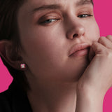 Eternity Pink 18K Gold Studs w. Lab-Grown Diamonds