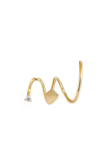 Lang Slange Kite 18K Guld Ørering m. Diamant