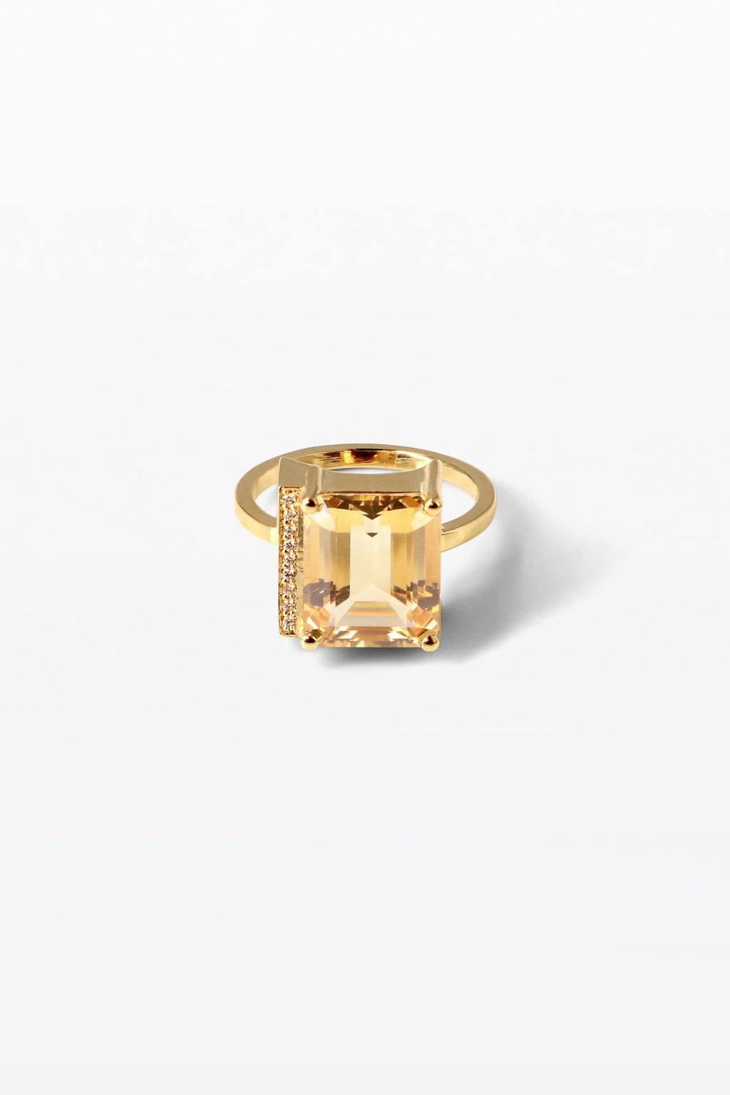 Lustre 09 18K Guld Ring m. Diamanter & Citrin