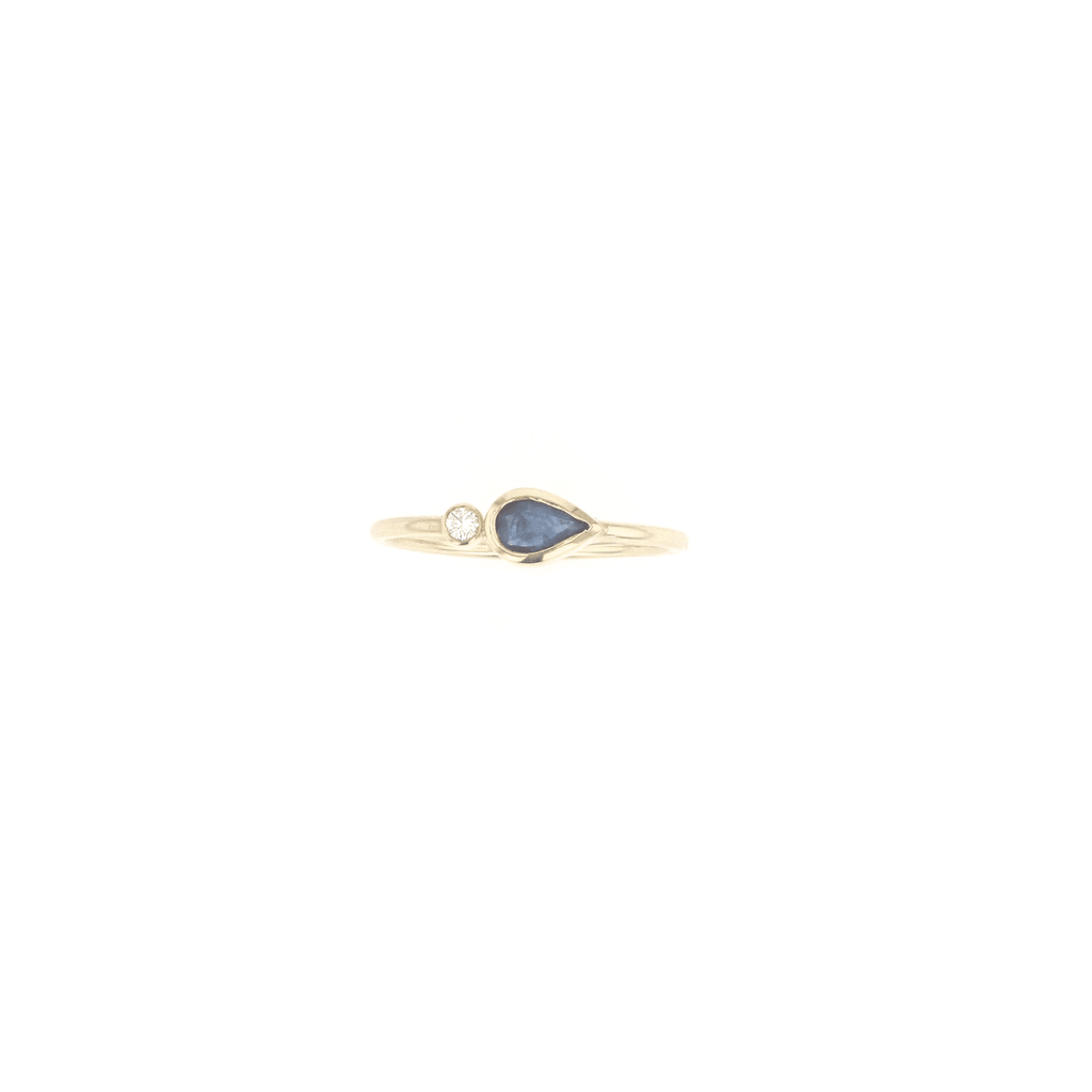 Miss Frida 14K Gold Ring w. Diamond & Sapphire
