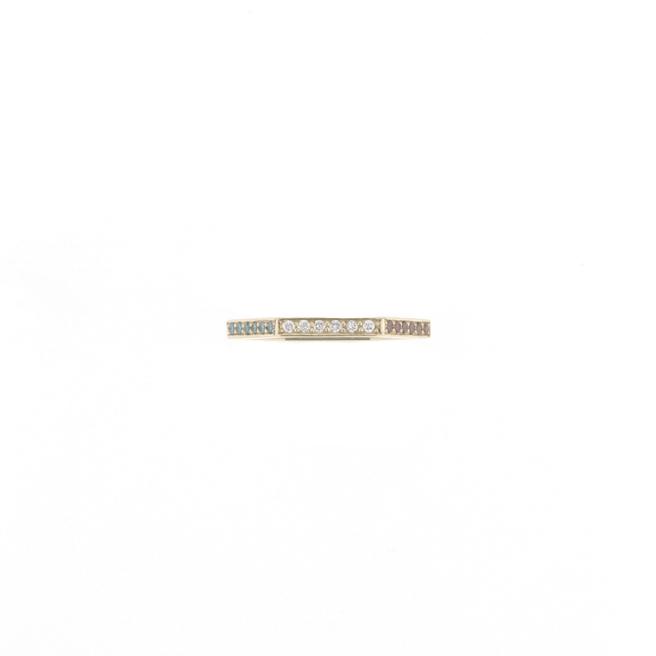 Classic Hexagon 14K Gold Ring w. Diamonds