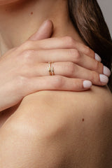 Line Open Pavé 18K Rose Gold Ring w. Lab-Grown Diamonds