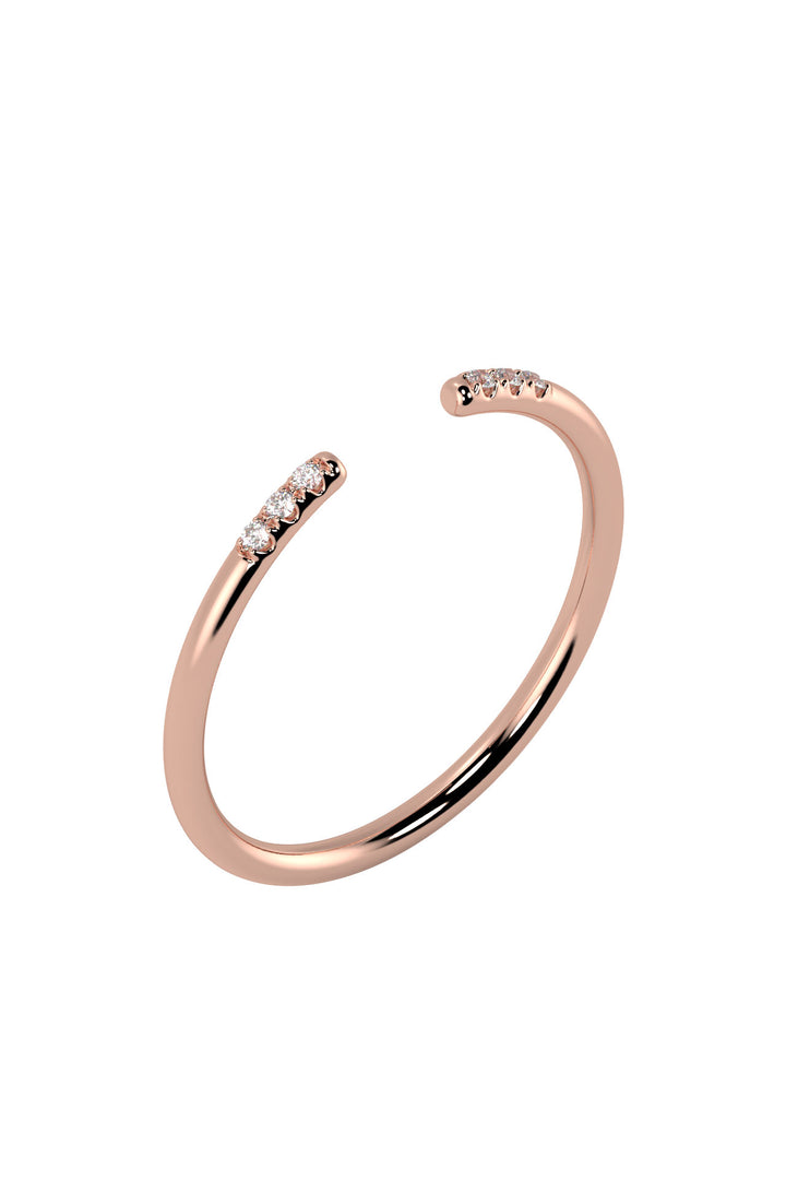 Line Open Pavé 18K Rosaguld Ring m. Lab-Grown Diamanter